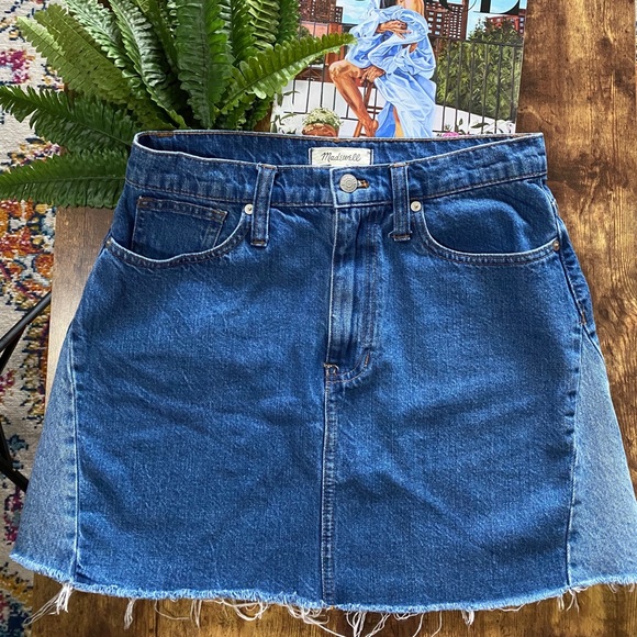 Madewell | Denim A-Line Mini Skirt: Pieced Edition - Picture 1 of 9